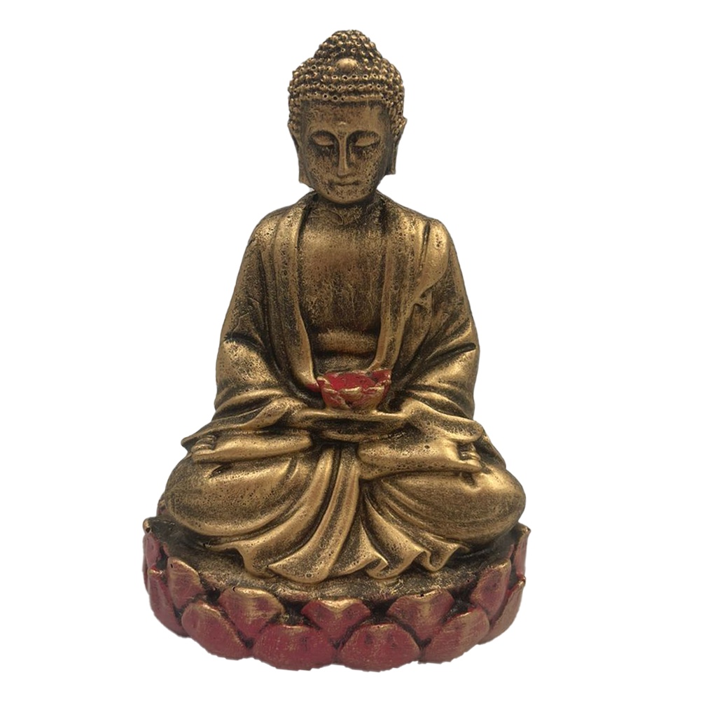 Imagem ESTATUA BUDA NA FLOR DE LOTUS 14CM