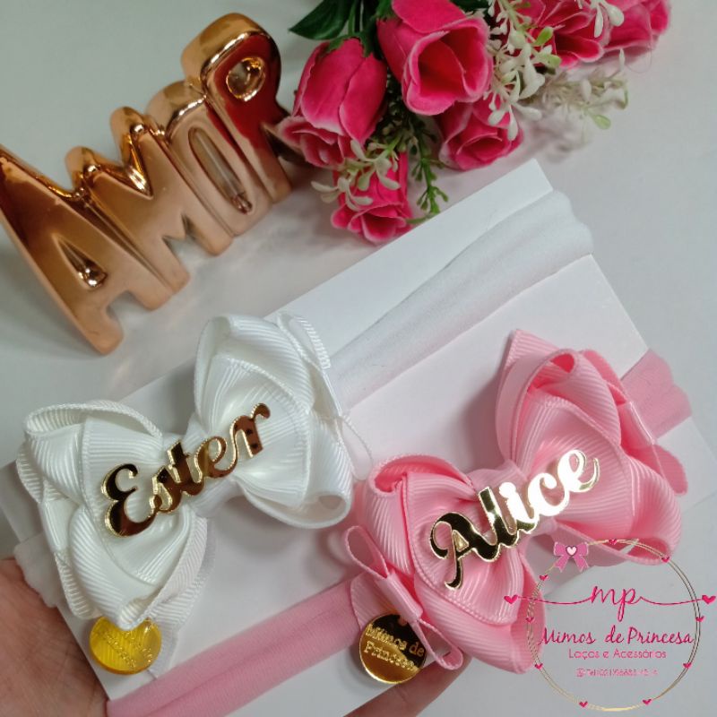Laço personalizado com nome em Oferta na Shopee