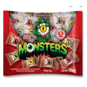 Chiclete Olhos Monster Vision Tutti Frutti c/80 unidades 440g - Danny em Oferta na Shopee