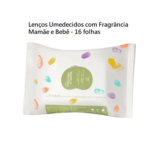 Lenços Umedecidos com Fragrância Mamãe e Bebê - 16 folhas