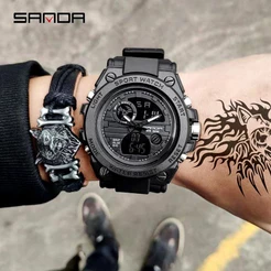 Sanda Militar Impermeável Quartzo LED Multifuncional De Luxo Moda Masculina Relógio