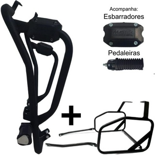 Kit Para XRE 190 de 2016 até 2023 Protetor Carenagem Tanque Motor Mata Cachorro + Afastador Alforges Traseiro Lateral