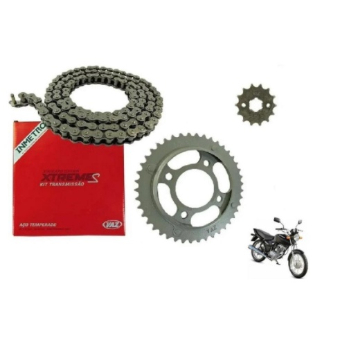 Kit Relação Transmissão Coroa e Pinhão Vaz Xtreme 1045 Com Corrente 428h Honda Cg Titan Fan 125 Ano 2000 Até 2008