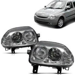 Farol Clio 2002 Foco Duplo Cromado