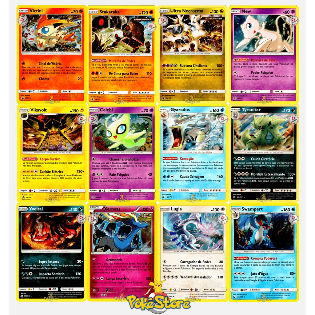 Carta Pokemon ULTRA RARA GARANTIDA + 20 Cartas BRILHANTES - ORIGINAL COPAG