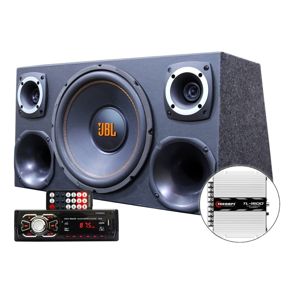 Caixa Automotiva Trio Completa Sub Jbl 12 + Radio Bluetooth usb + Modulo Taramps - Spare Parts and Accessories for Vehicles
