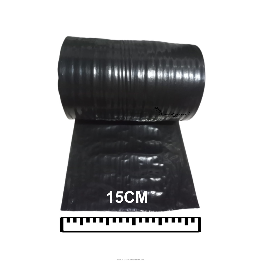Bobinas plasticas tubular sem fim cor preta 100 metros medida 15 cm de largura x 0,05 espessura em Oferta na Shopee