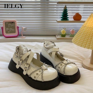 IELGY Sapatos De Couro Preto Com Sola Grossa Feminino casual Retrô Macio Pequeno Sapato
