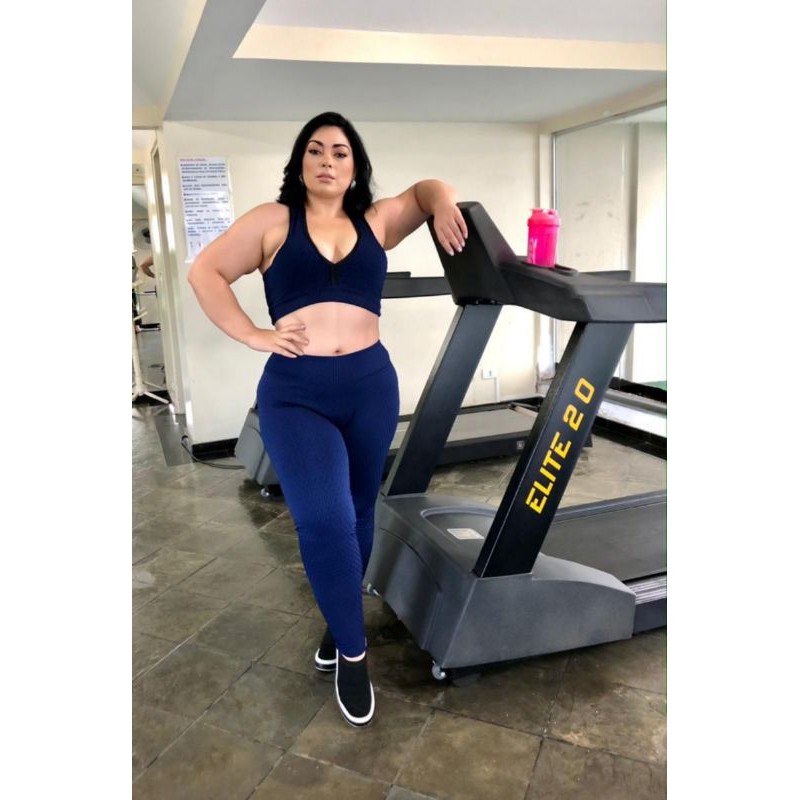 Conjunto Calça Legging com Top  Roupa De Academia Conjunto Bolha 3d brocado