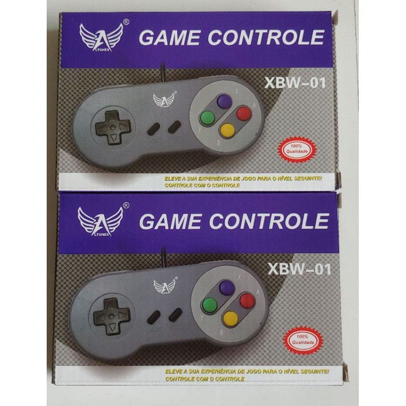 CONTROLE SUPER NINTENDO USB NOVO LOTE 2 PEÇAS CONTROLE USB SNES NOVO NA CAIXA!! EXCELENTE QUALIDADE!!