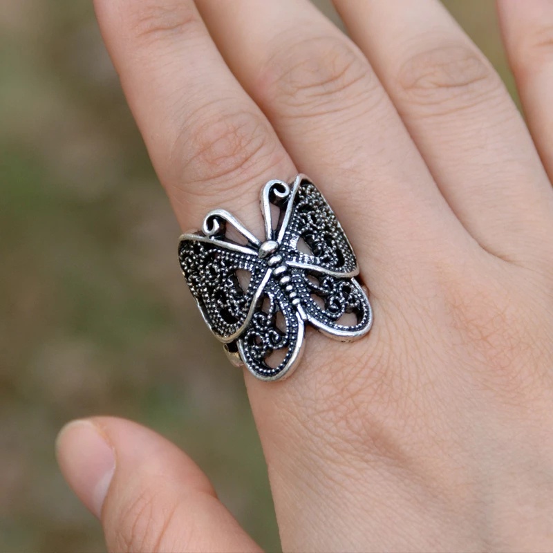Anéis De Borboleta Oca De Metal Vintage Feminino