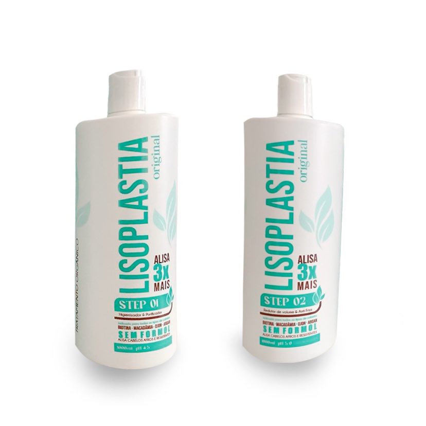 kit 2x1l Progressiva Orgânica lisoplastia Com Biotina e Macadâmia Alisa e Acelera o Crescimento Capilar