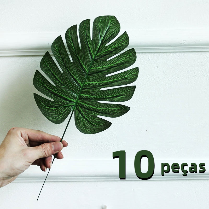 10 Peças Folha Artificial Verde Planta, Folhas Artificiais Para Decoração
