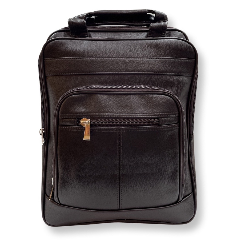 Pasta mochila executiva em couro sintético para notebook