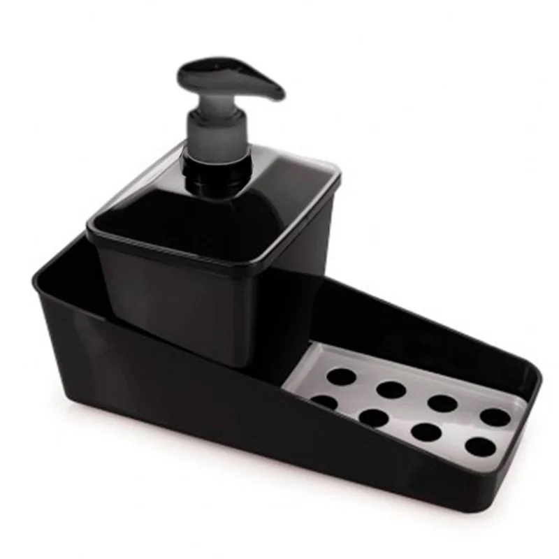 Porta Detergente Suporte Esponja Sabão Cozinha Preto Grade