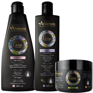Kit Cachos Arvensis Shampoo + Ativador Ondulados 500ml + Máscara Crespos 250g