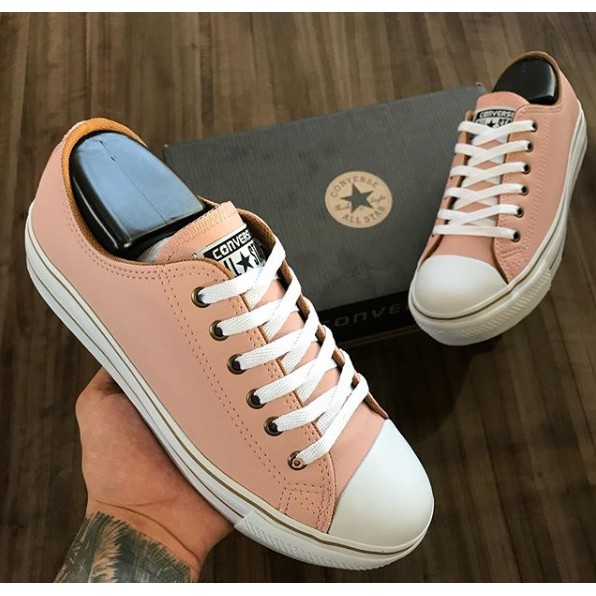 all star branco plataforma couro