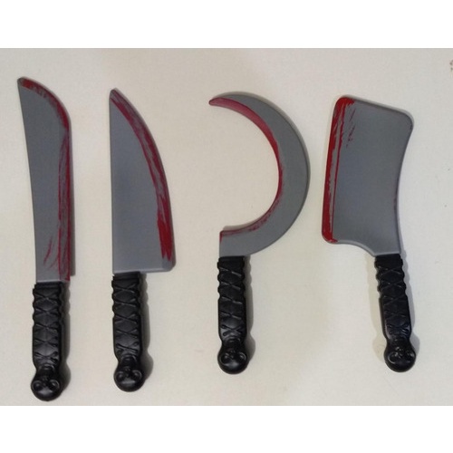 12 Facão, Foice E Cutelo Halloween Ensanguentado 35cm