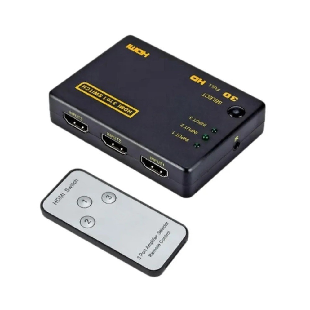 Hub Switch Divisor Hdmi 3 Portas Com Controle - Playstation Xbox Dvd Tv Lcd