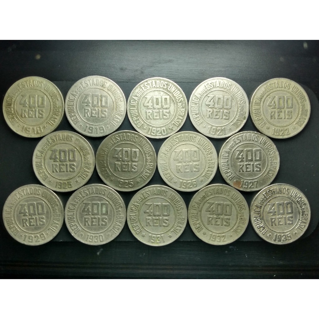 Moedas de 400 réis de 1918 a 1932, MBC, circuladas, mas em bom estado, cupro níquel, (ano 1935 anúncio separado) em Oferta na Shopee