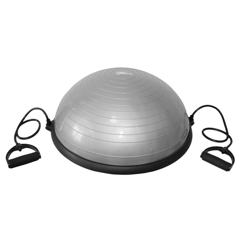 Meia Bola com Bomba e Alças Cinza Pilates Yoga Step - Odin Fit