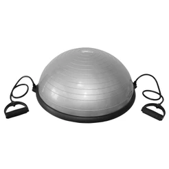 Meia Bola com Bomba e Alças Cinza Pilates Yoga Step - Odin Fit