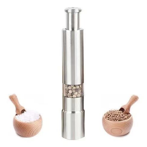 Mini Moedor Manual Com Visor Em Aço Inox Gourmet Sal Ou Pime/Moedor Manual De Pimenta Do Reino E Sal Grosso Em Inox Para Cozinha Churrasco Portátil Prático Moer Temperos e Condimentos/