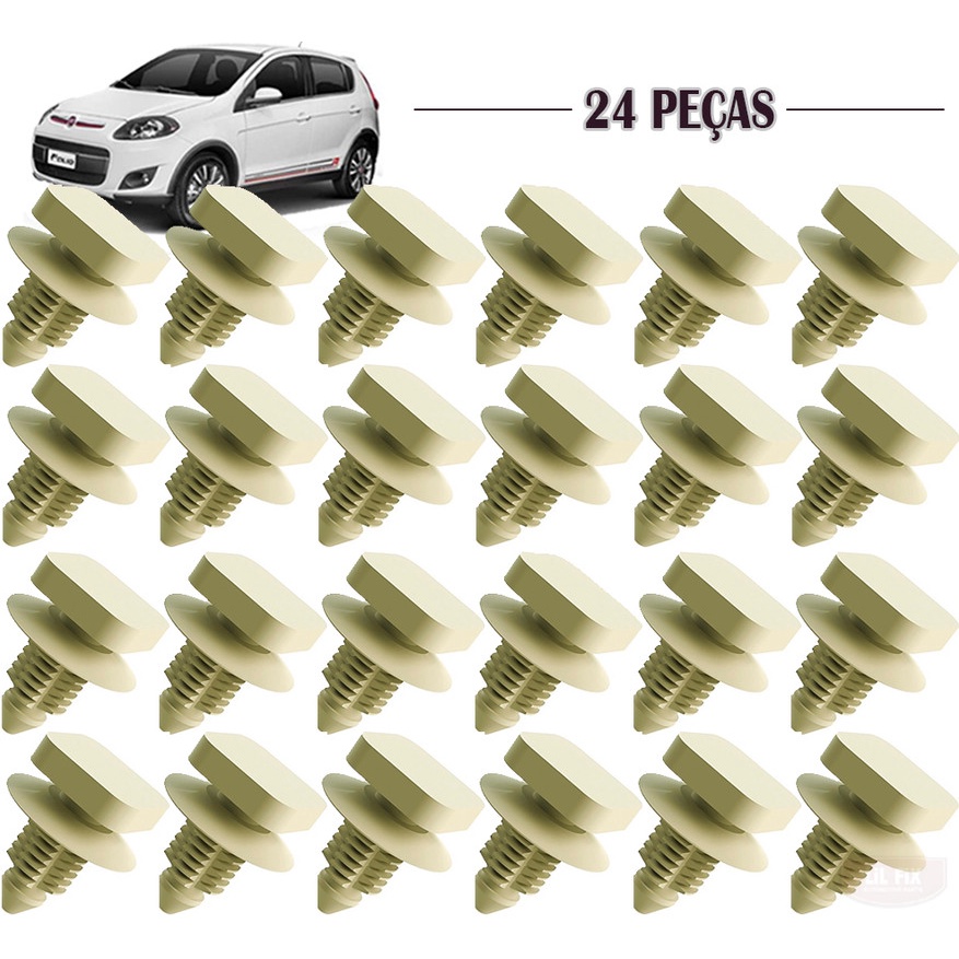 24 Grampo Presilha Trava Do Spoiler / Moldura / Friso Lateral Porta / Borrachão / Parachoque Fiat Palio Doblo Uno Siena