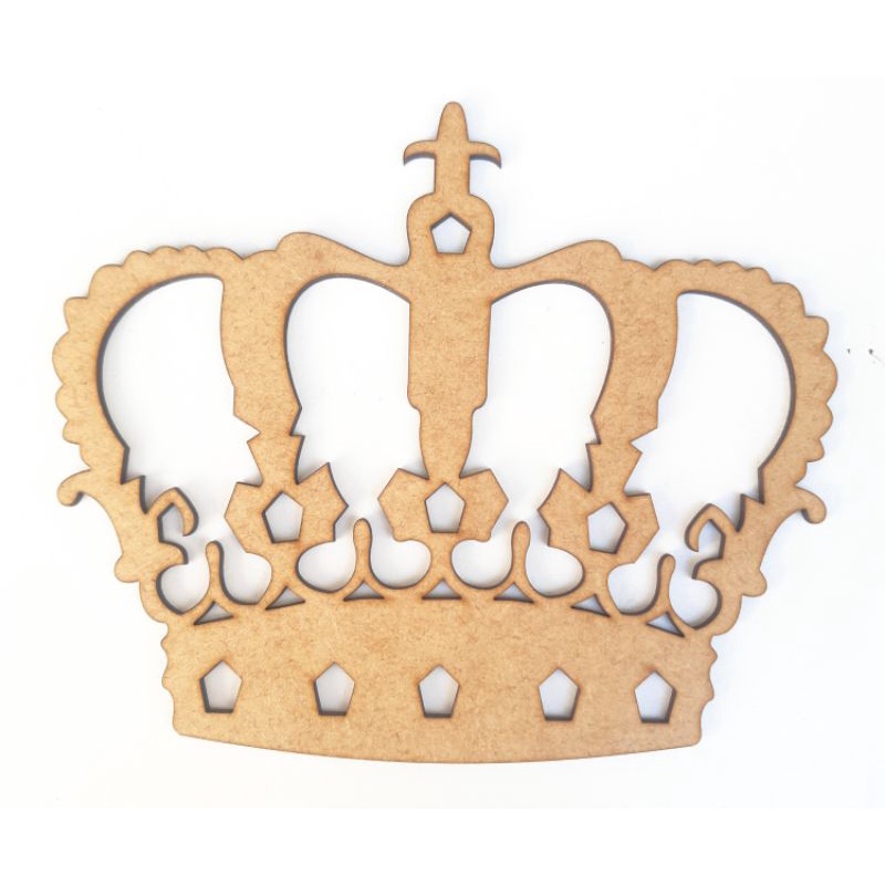 Aplique Coroa Mdf Decoração Bebê Aniversário Chá Revelação Sem Pintura 18x15