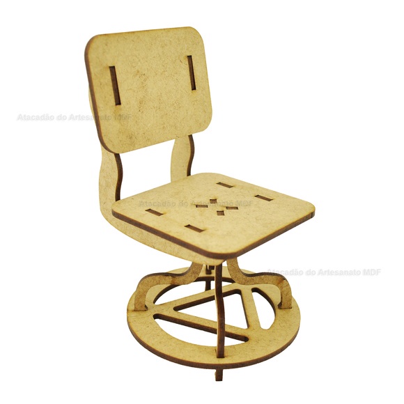 Cadeira de Escritorio para Boneca 14x10x8 Mdf Madeira Cru