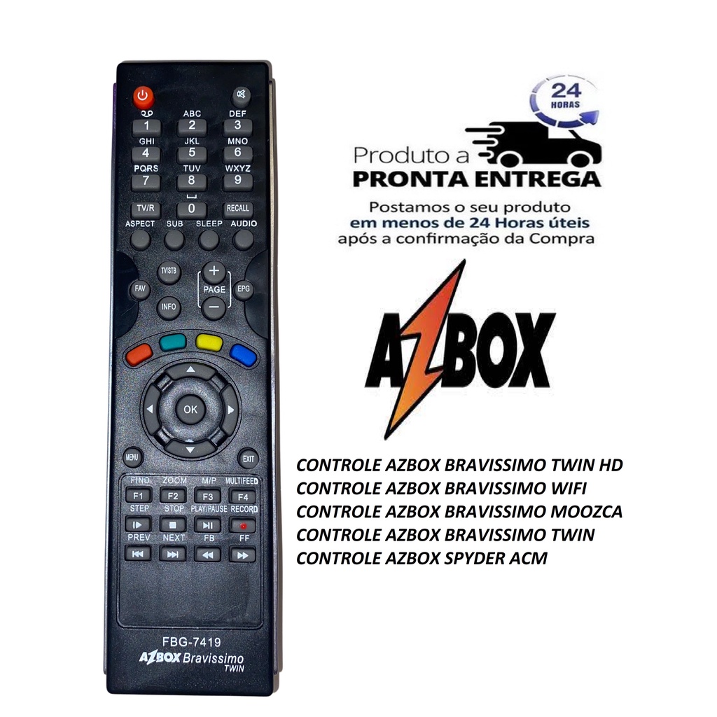 Controle remoto receptor Azbox bravissimo wifi pronta entrega