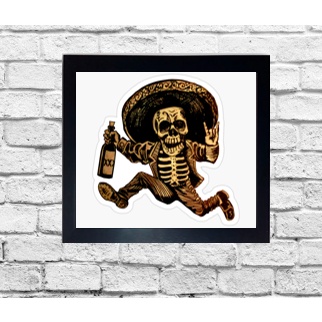 Quadro A4 decorativo Caveira Mexicana Moldurado 24x33 cm Cod.79