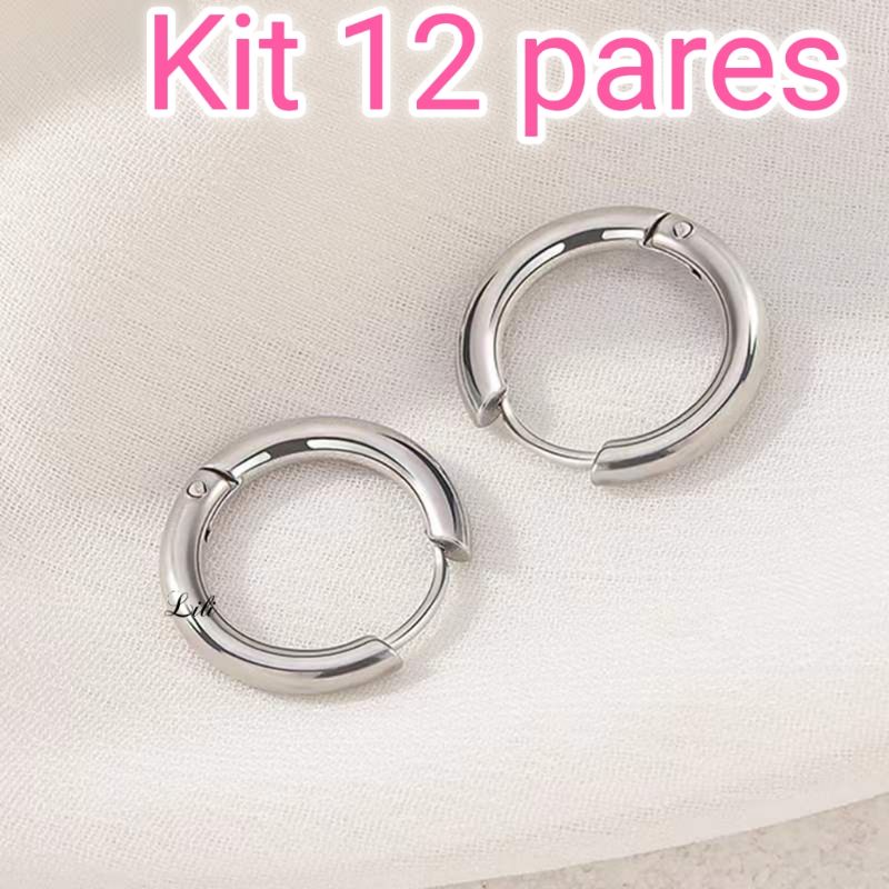 Kit 12Pares Brinco Argola Hipoalergênico De Aço inox  Estilo Coreano em Oferta na Shopee
