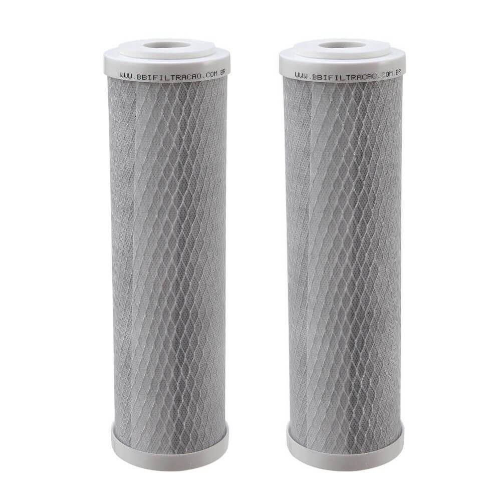 Kit 2 Unidades Refil Filtro BBI Carbon Block Encaixe para Carcaças de 9.3/4 x 2,5" E230 Compatível Hoken, Acquastar, Gol