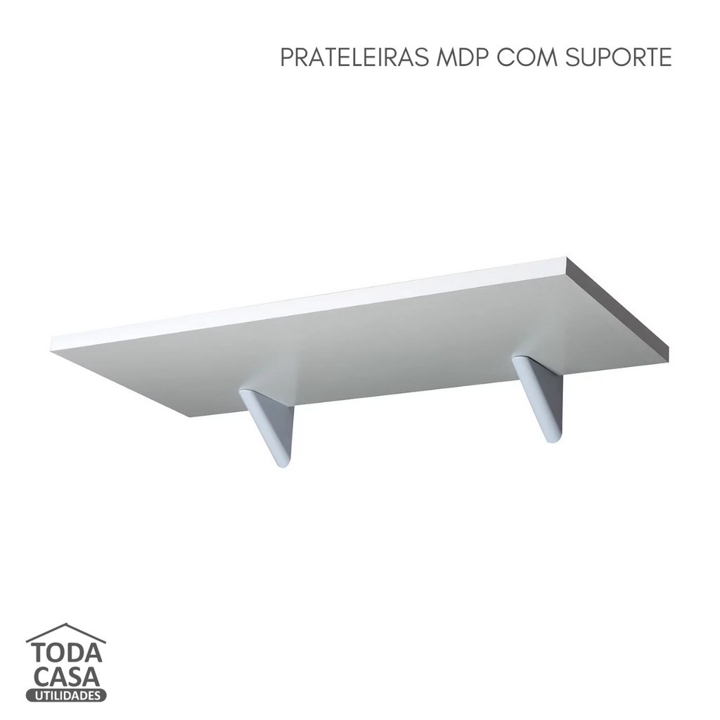 Prateleira Branca Reta - 30x15cm - com Suporte - Organizador para quarto, sala, cozinha e decoração