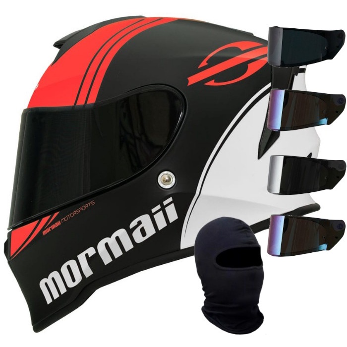 Capacete Moto Mormaii M Phase Vermelho Fosco Viseira Shopee Brasil