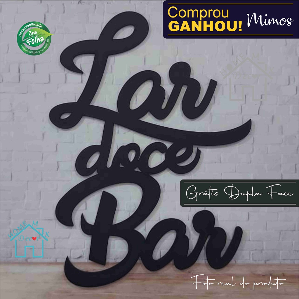 PLACA DECORATIVA Decorativa Lar Doce Bar Mdf Placa Barzinho Decoração de Parede
