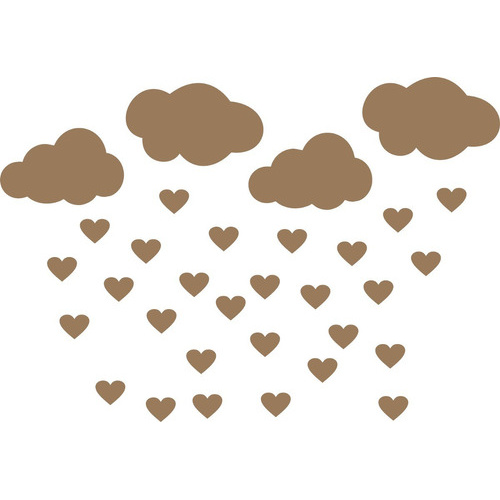 Painel De Parede Chuva De Amor - Nuvem Em Mdf Cru B1