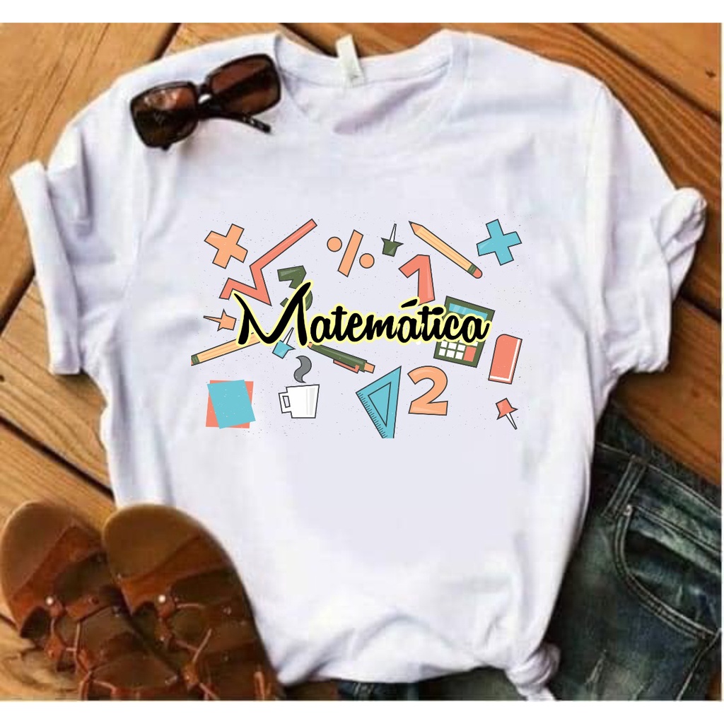 Blusa T-shirt Feminina Matemática em Oferta na Shopee