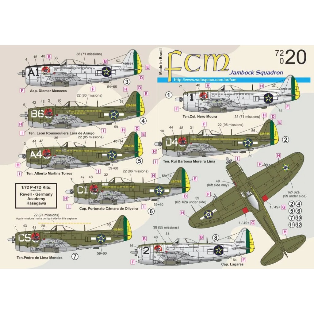 Decalque Avião P-47 Senta A Pua Fab 1/72 Decal Fcm 72020 p/ plastimodelismo - Petrohobby