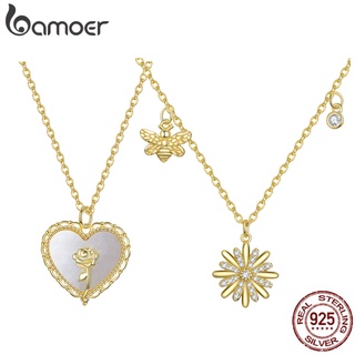 Colar Bamoer 925 Prata Rosa Margarida Versão Moda Joias Para Mulheres Presente Meninas