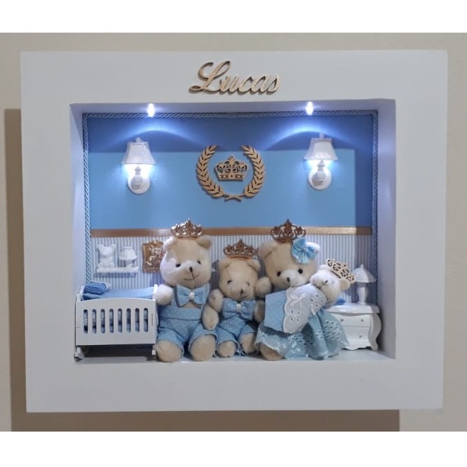 Porta Maternidade Família urso azul bebe