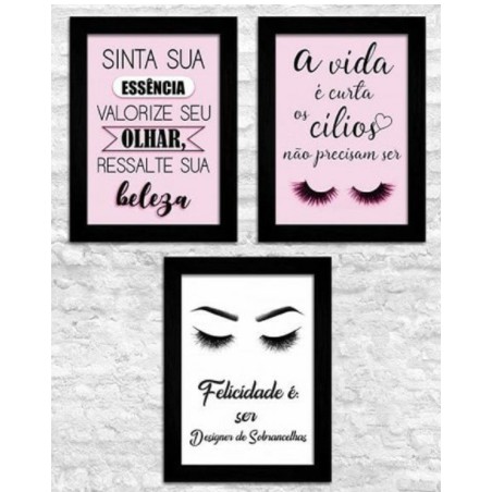 Kit Placas Decorativas Para Salão Designer Cílios Sinta Sua Essência 20x30 em Oferta na Shopee