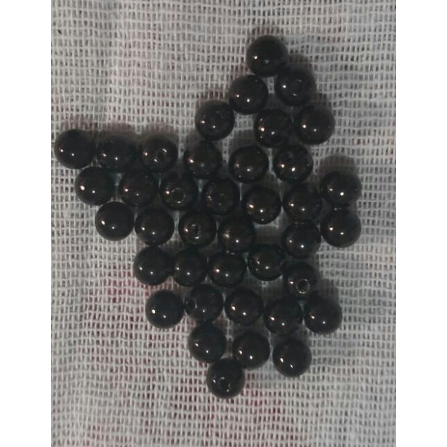 5 Pérolas ABS com furo passante 8 mm Preta