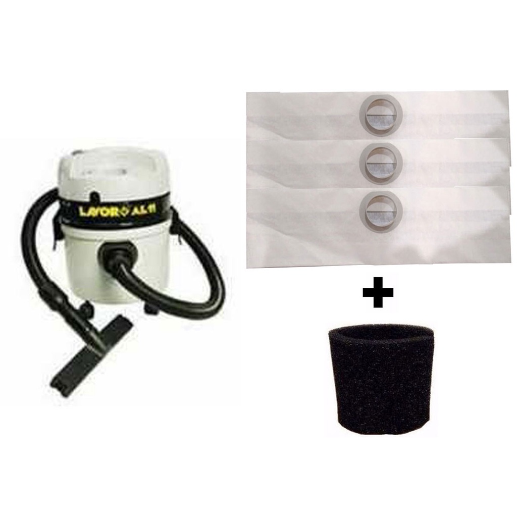 Kit 6 Sacos Aspirador Pó Lavor Wash AL11 AL12 + Filtro Motor