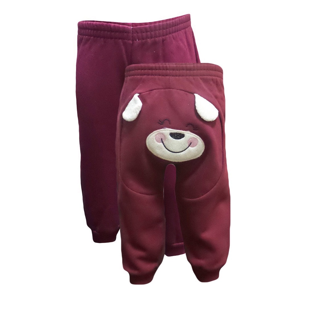 Kit 2 Calça Saruel  Bebê  Flanelada Canguru Com Bordado
