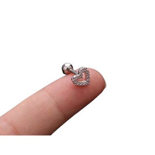 PIERCING ORELHA E TRAGUS CORACAO VAZADO COM Zirconias
