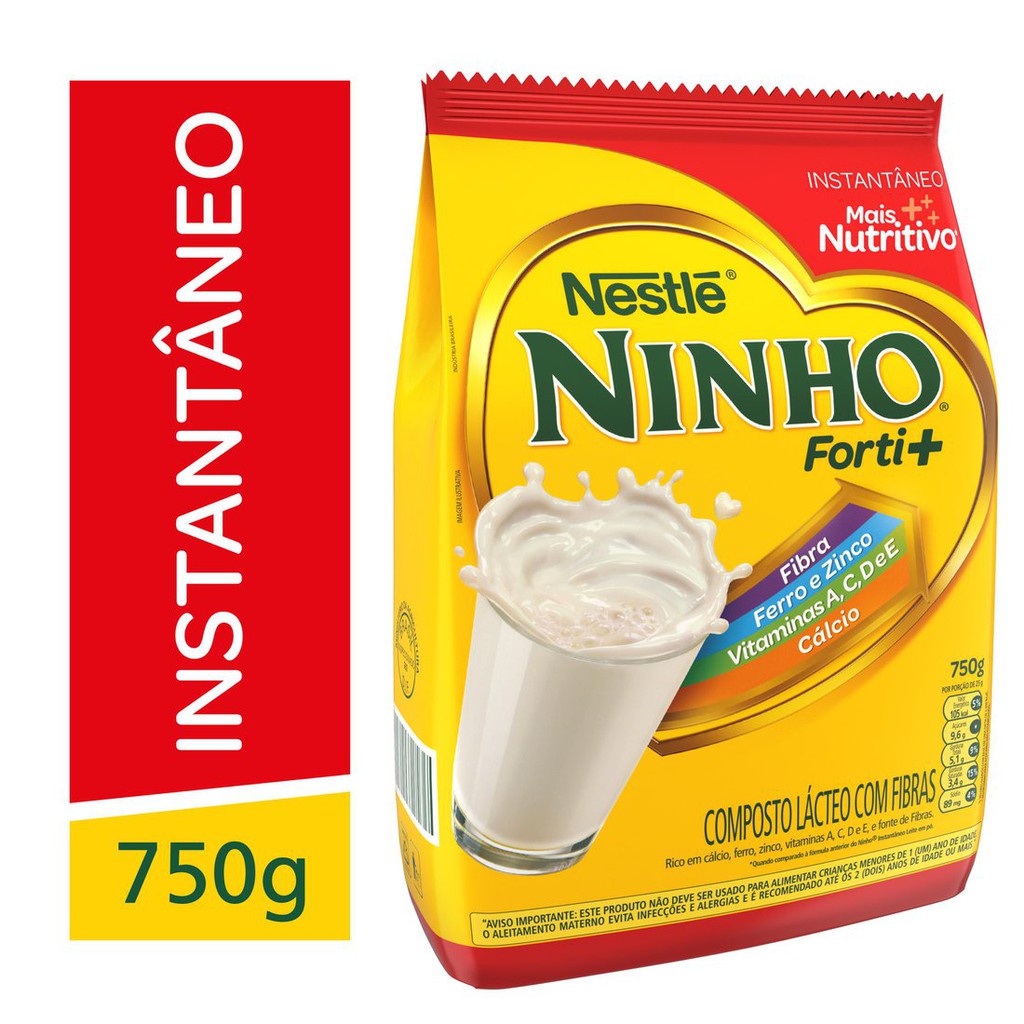 Leite Ninho 750g Sachê Lata Leite Em Pó Instantâneo Forti + Nestlé Lacrado