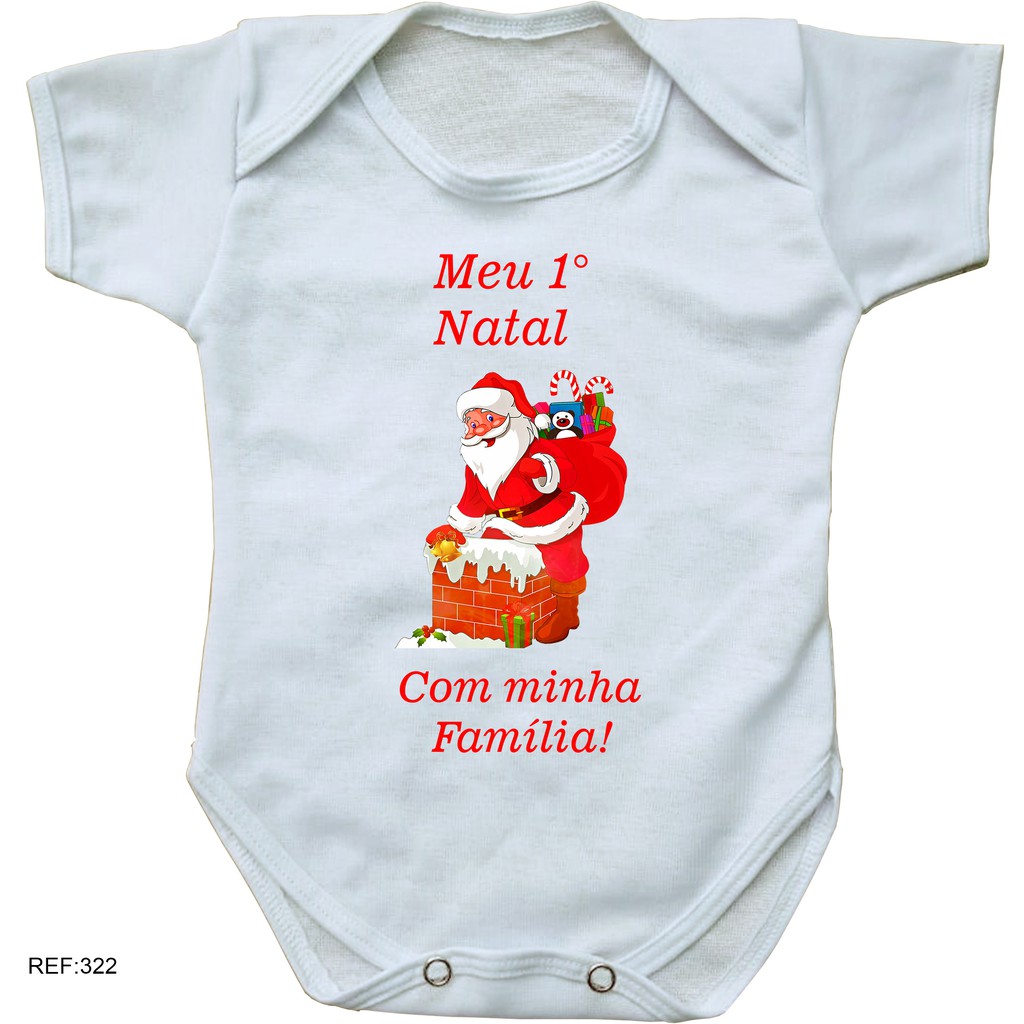 body bebe personalizado meu 1° natal com minha família roupinha para bebê |  Shopee Brasil