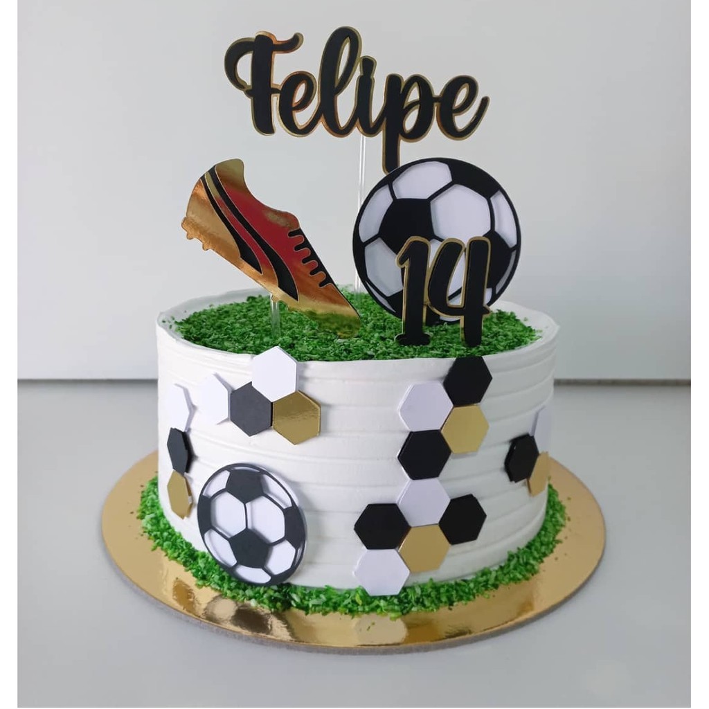 Topo de Bolo Personalizado Chuteira/Topper de Bolo Futebol/ Topo em camadas jogador / Topo de bolo 3D